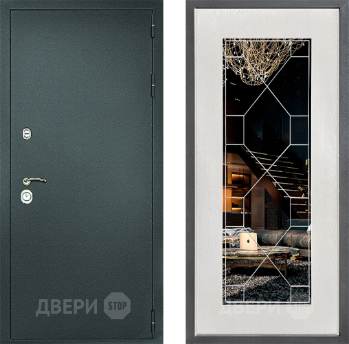 Дверь Дверной континент Рубикон Серебро Дизайн ФЛ-Тиффани Зеркало Белое дерево в Луховицах