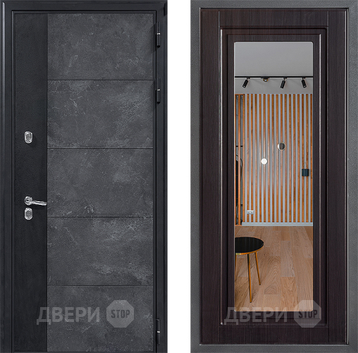 Входная металлическая Дверь Дверной континент ДК-15 Бетон ТЕРМО ФЛЗ Зеркало Венге в Луховицах