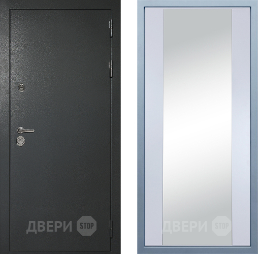 Входная металлическая Дверь Дива МД-40 Титан Д-15 Зеркало Белый в Луховицах