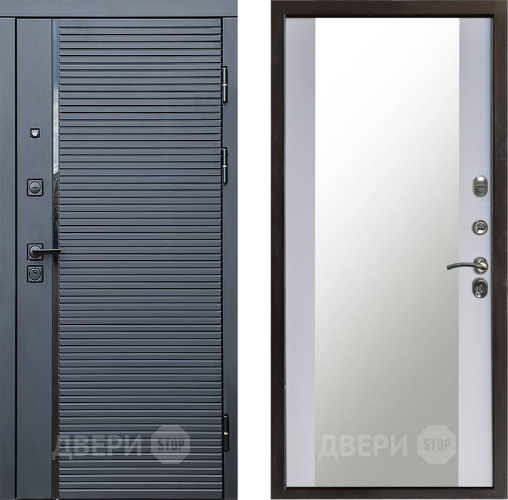 Входная металлическая Дверь Престиж Черная Линия Зеркало Белый софт в Луховицах