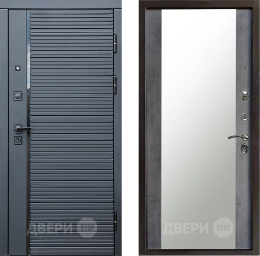 Входная металлическая Дверь Престиж Черная Линия Зеркало Бетон темный в Луховицах