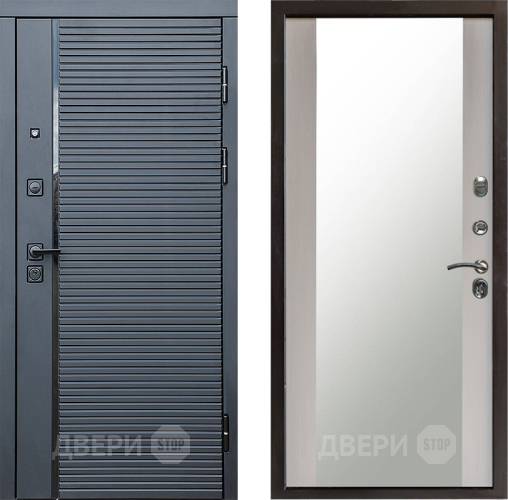 Входная металлическая Дверь Престиж Черная Линия Зеркало Лиственница белая в Луховицах