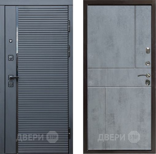 Входная металлическая Дверь Престиж Черная Линия Горизонт Бетон темный в Луховицах