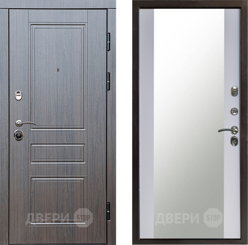 Входная металлическая Дверь Престиж Классика Венге Зеркало Белый софт в Луховицах
