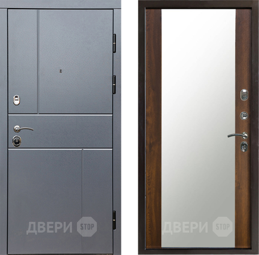 Входная металлическая Дверь Престиж Горизонт Грэй Зеркало Дуб в Луховицах