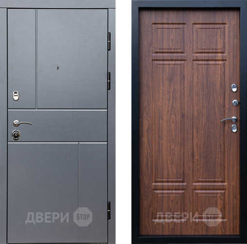 Входная металлическая Дверь Престиж Горизонт Грэй Премиум Орех темный в Луховицах