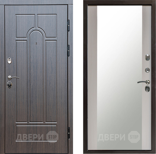 Входная металлическая Дверь Престиж Арка Зеркало Лиственница белая в Луховицах