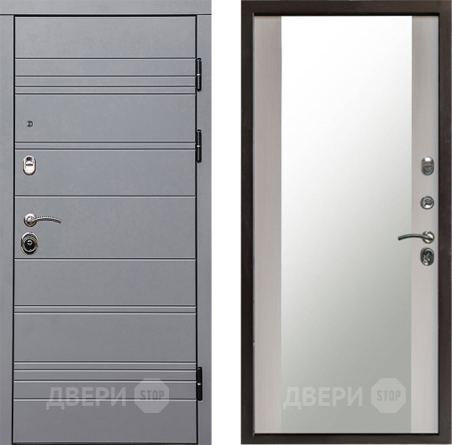 Входная металлическая Дверь Престиж Линия Грэй Зеркало Лиственница белая в Луховицах