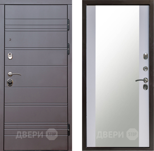 Входная металлическая Дверь Престиж Линия Браун Зеркало Белый софт в Луховицах