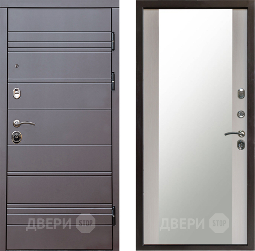 Входная металлическая Дверь Престиж Линия Браун Зеркало Лиственница белая в Луховицах
