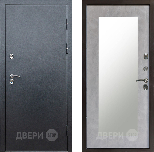 Входная металлическая Дверь Престиж TERMO с терморазрывом Снегирь Серебро Зеркало пастораль Бетон светлый в Луховицах