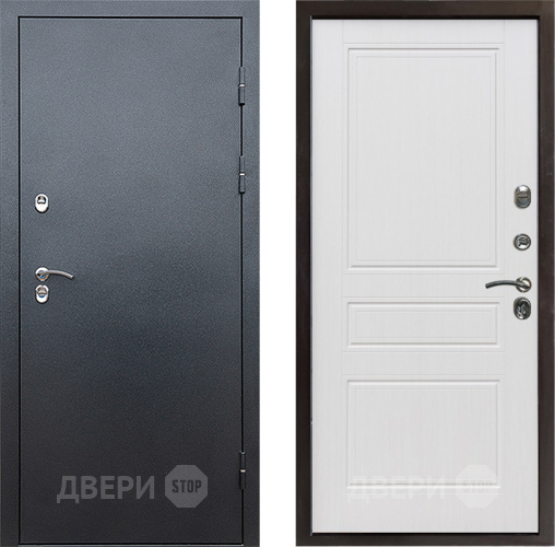 Входная металлическая Дверь Престиж TERMO с терморазрывом Снегирь Серебро Классика Белое дерево в Луховицах