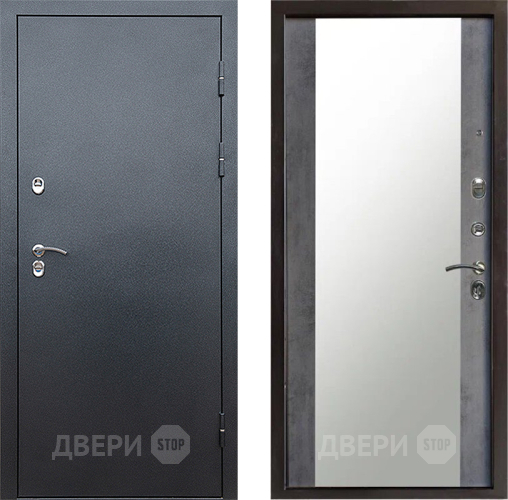 Входная металлическая Дверь Престиж TERMO с терморазрывом Снегирь Серебро Зеркало Бетон темный в Луховицах