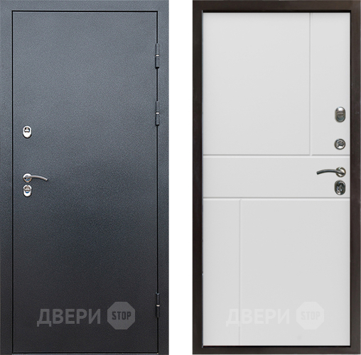 Входная металлическая Дверь Престиж TERMO с терморазрывом Снегирь Серебро Горизонт Бетон белый в Луховицах