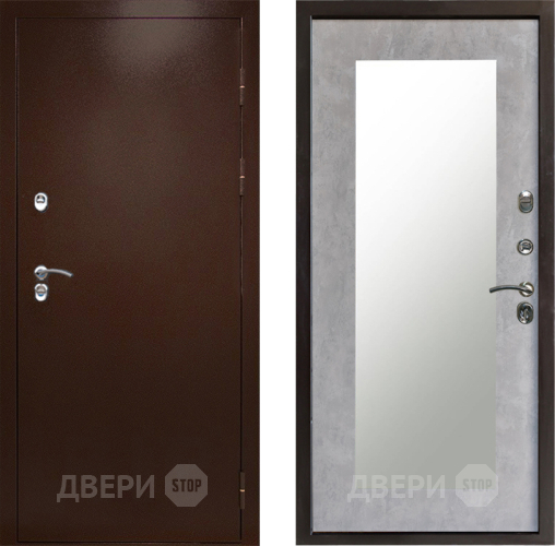 Входная металлическая Дверь Престиж TERMO с терморазрывом Снегирь Медь Зеркало пастораль Бетон светлый в Луховицах