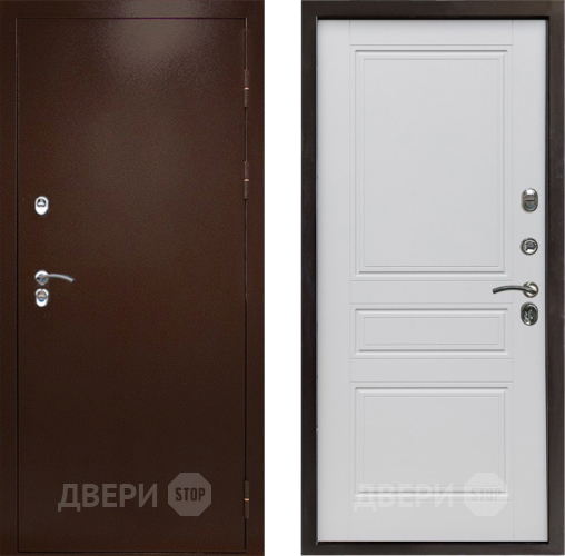 Входная металлическая Дверь Престиж TERMO с терморазрывом Снегирь Медь Классика Белый матовый в Луховицах