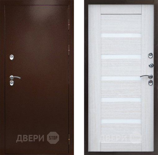 Входная металлическая Дверь Престиж TERMO с терморазрывом Снегирь Медь Царга Лиственница белая в Луховицах