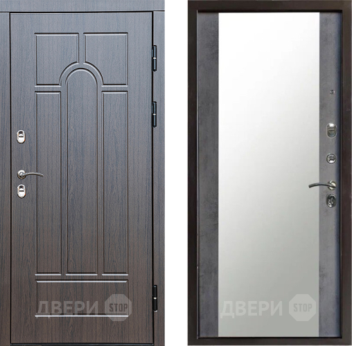 Входная металлическая Дверь Престиж TERMO с терморазрывом Арка Зеркало Бетон темный в Луховицах