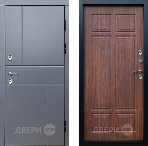 Входная металлическая Дверь Престиж TERMO с терморазрывом Горизонт Грэй Премиум Орех темный в Луховицах