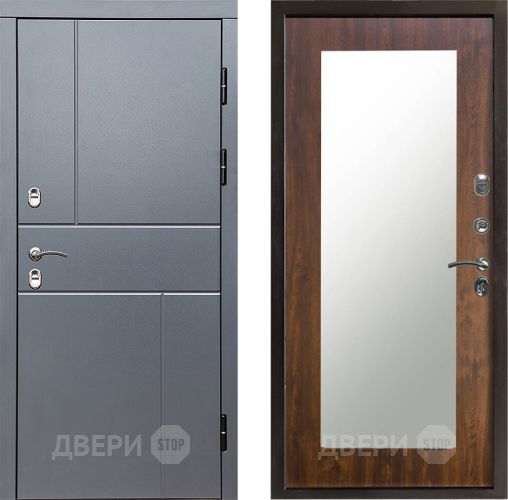 Входная металлическая Дверь Престиж TERMO с терморазрывом Горизонт Грэй Зеркало пастораль Дуб в Луховицах