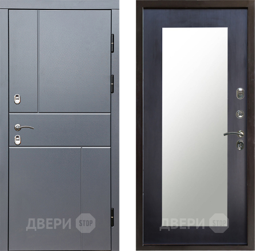 Входная металлическая Дверь Престиж TERMO с терморазрывом Горизонт Грэй Зеркало пастораль Венге в Луховицах