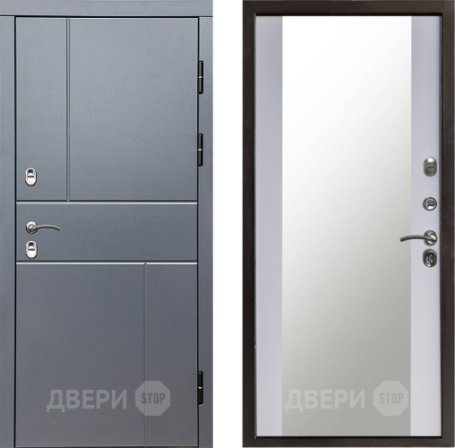 Дверь Престиж TERMO с терморазрывом Горизонт Грэй Зеркало Белый софт в Луховицах