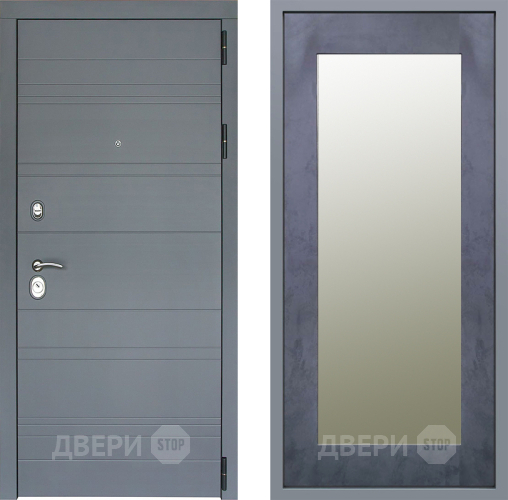 Дверь Заводские двери Лира Софт графит Зеркало Модерн Бетон темный в Луховицах