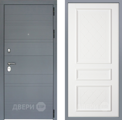 Дверь Заводские двери Лира Софт графит Урбино Белый софт в Луховицах