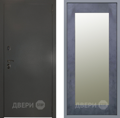 Дверь Заводские двери Эталон 3к антик серебро Зеркало Модерн Бетон темный в Луховицах