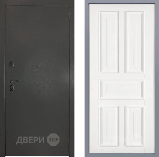 Дверь Заводские двери Эталон 3к антик серебро Уругвай Белый софт в Луховицах