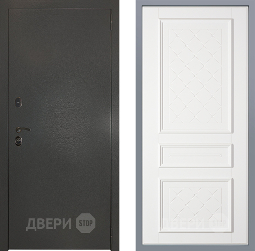 Дверь Заводские двери Эталон 3к антик серебро Урбино Белый софт в Луховицах