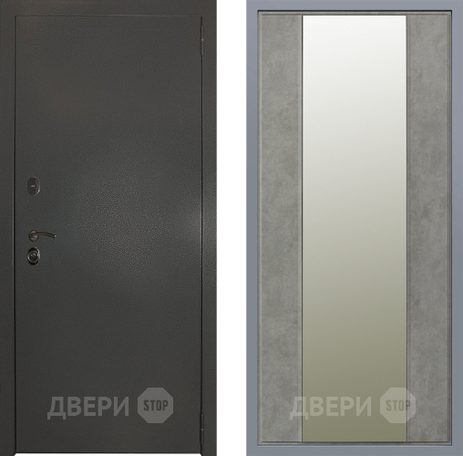 Дверь Заводские двери Эталон 3к антик серебро Зеркало Макси Бетон темный в Луховицах