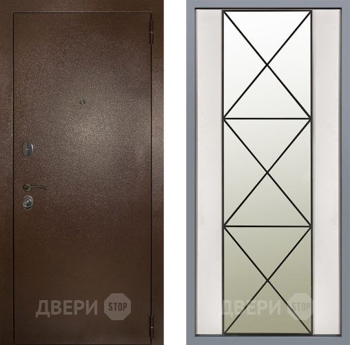 Дверь Заводские двери Эталон 3к антик медь Зеркало Перфекто Структурное дерево в Луховицах