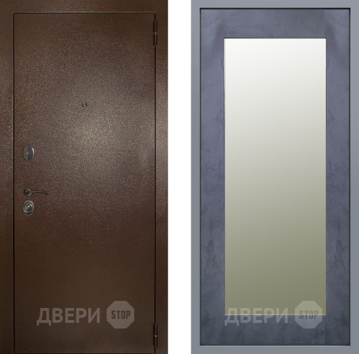 Дверь Заводские двери Эталон 3к антик медь Зеркало Модерн Бетон темный в Луховицах