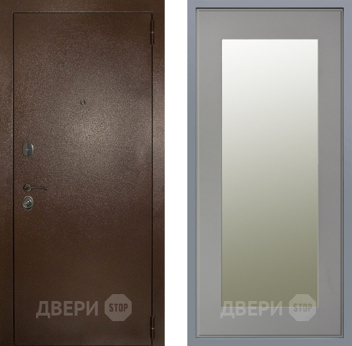 Дверь Заводские двери Эталон 3к антик медь Зеркало Модерн Грей софт в Луховицах