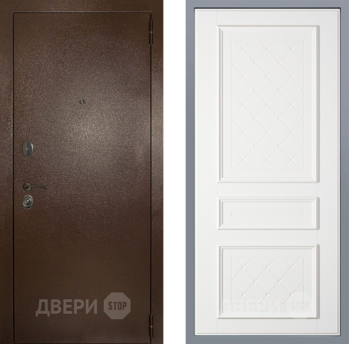 Дверь Заводские двери Эталон 3к антик медь Урбино Белый софт в Луховицах
