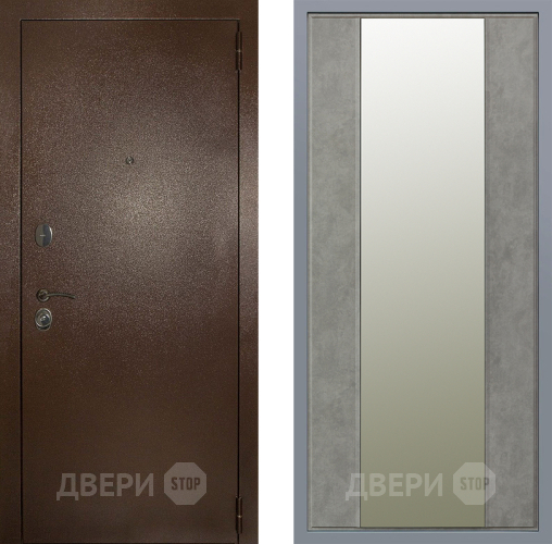 Дверь Заводские двери Эталон 3к антик медь Зеркало Макси Бетон темный в Луховицах
