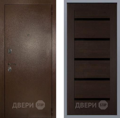 Дверь Заводские двери Эталон 3к антик медь СБ-1 орех тисненый в Луховицах