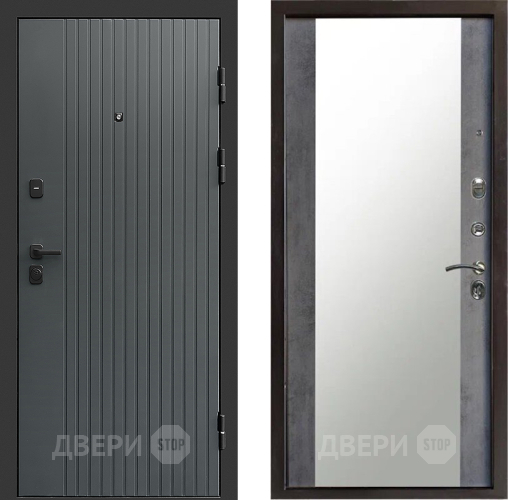 Входная металлическая Дверь Престиж Tvist Grey Зеркало Бетон темный в Луховицах