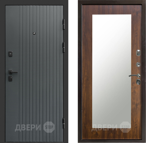 Входная металлическая Дверь Престиж Tvist Grey Зеркло Пастораль Дуб в Луховицах