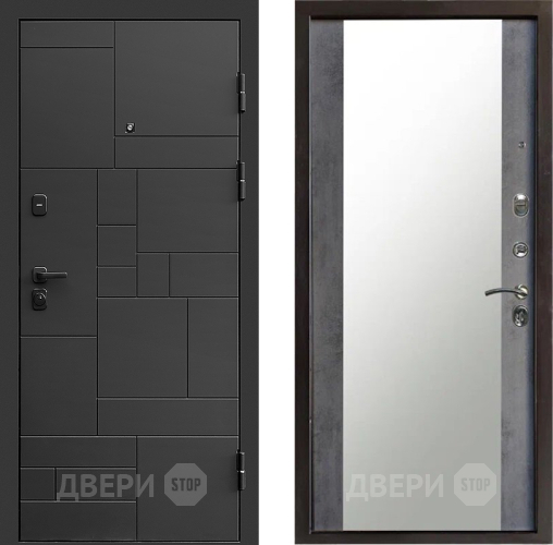 Входная металлическая Дверь Престиж Kvadro Зеркало Бетон темный в Луховицах