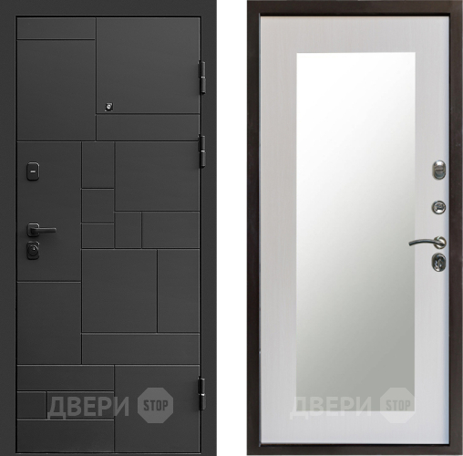Входная металлическая Дверь Престиж Kvadro Зеркло Пастораль Лиственница белая в Луховицах