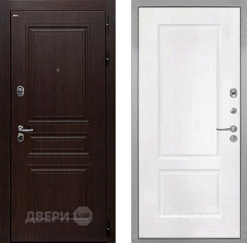Входная металлическая Дверь Интекрон (INTECRON) Брайтон Тиковое Дерево КВ-2 Белый матовый в Луховицах