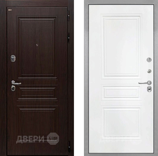 Входная металлическая Дверь Интекрон (INTECRON) Брайтон Тиковое Дерево ФЛ-243 Белый матовый в Луховицах