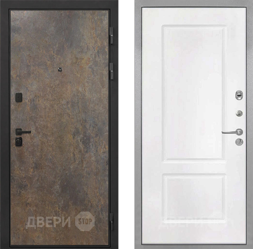Входная металлическая Дверь Интекрон (INTECRON) Профит Black Гранж КВ-2 Белый матовый в Луховицах