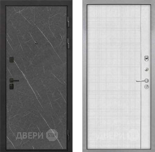 Входная металлическая Дверь Интекрон (INTECRON) Профит Black Гранит Лава Оникс В-07 с молдингом Лофт белый в Луховицах