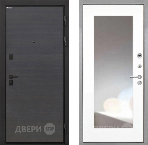 Входная металлическая Дверь Интекрон (INTECRON) Профит Black Эковенге ФЛЗ-120-М Зеркало Белый матовый в Луховицах