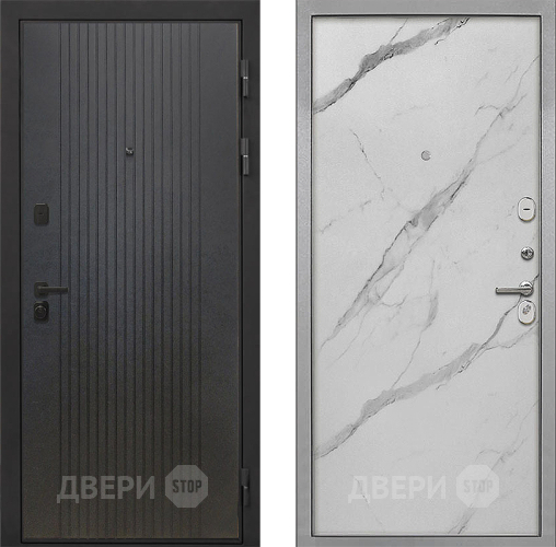 Входная металлическая Дверь Интекрон (INTECRON) Профит Black ФЛ-295 Гладкая Мрамор натуральный арктик в Луховицах