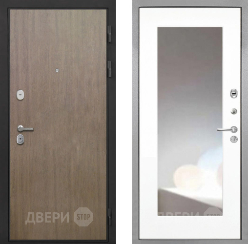 Дверь Интекрон (INTECRON) Гектор Венге Коричневый ФЛЗ-120-М Зеркало Белый матовый в Луховицах