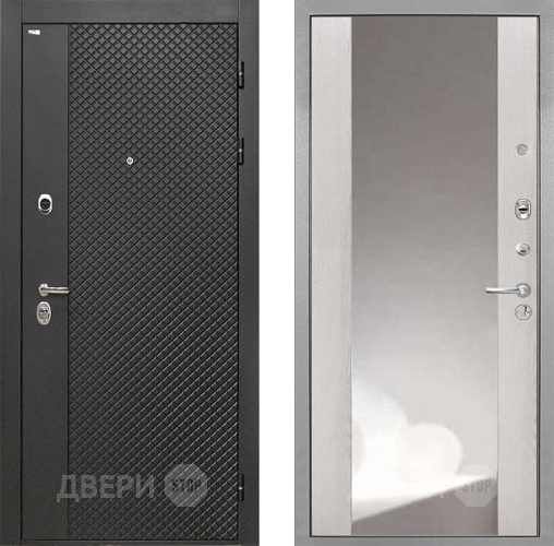 Входная металлическая Дверь Интекрон (INTECRON) Олимпия Black 4К ФЛЗ-516 Зеркало Сосна белая в Луховицах